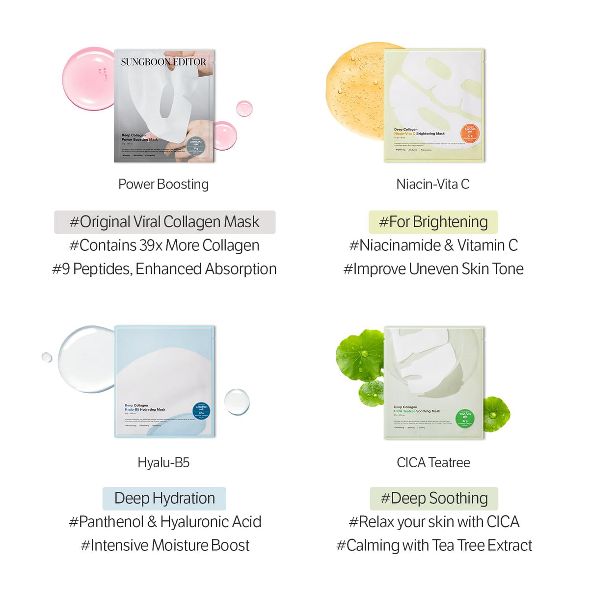 SUNGBOON EDITOR Deep Collagen CICA Tea Tree Overnight Mask with tea tree leaves