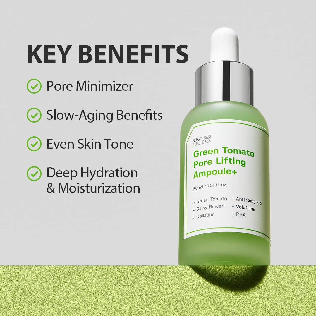 SUNGBOON EDITOR Green Tomato Pore Lifting Ampoule application on face