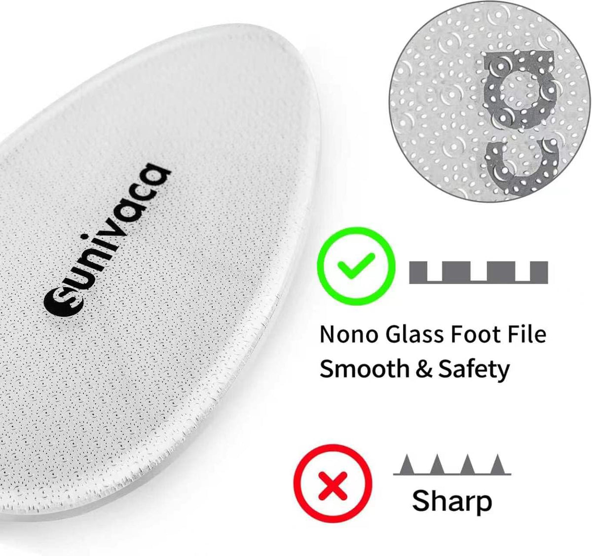 sunivaca Glass Foot File side view showcasing slim profile