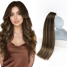 Sunny Hair 18 Inch Balayage Brown Tape in Extensions front view
