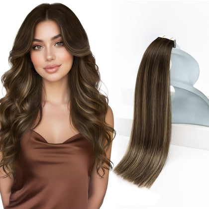 Sunny Hair 18 Inch Balayage Brown Tape in Extensions front view