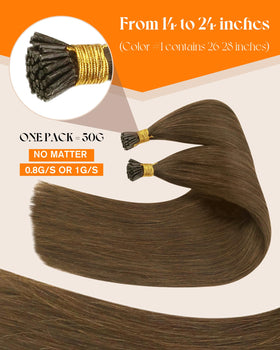 Sunny Hair 18 Inch I Tip Real Human Hair Extensions Golden Walnut Brown packaging