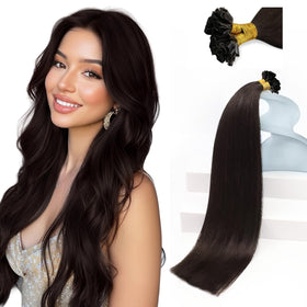 Sunny Hair 18 Inch K Tip Hair Extensions Dark Brown front view