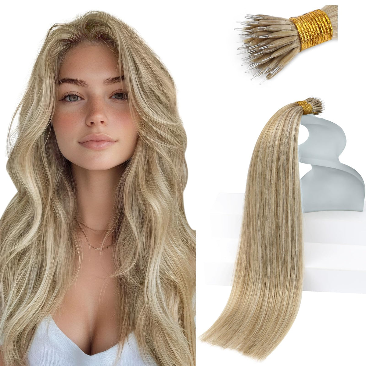 Sunny Hair 18 Inch Nano Bead Hair Extensions front view