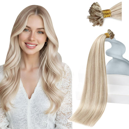 Sunny Hair 18 Inch U Tip Hair Extensions in Highlight Blonde front view