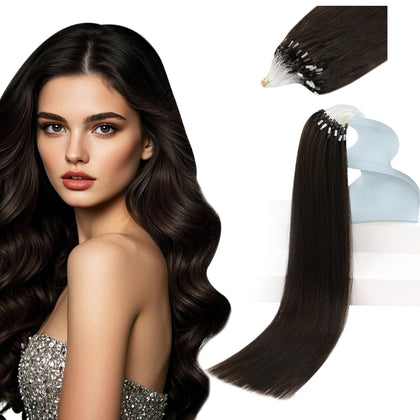 Sunny Hair 20 Inch Microlink Hair Extensions Dark Brown front view