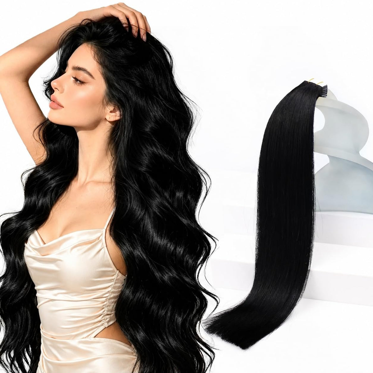 Sunny Hair Black Tape in Hair Extensions front view