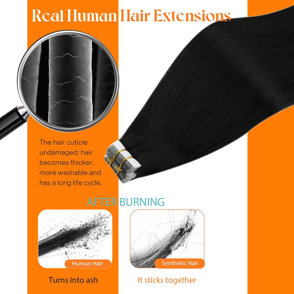 Sunny Hair Black Tape in Hair Extensions with styling tools