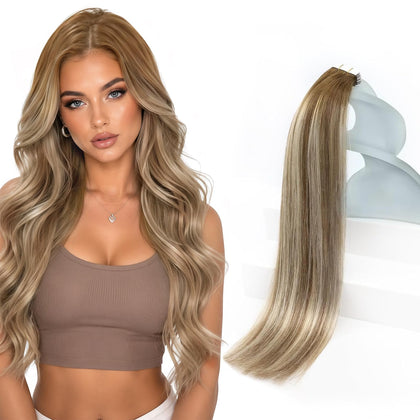 Sunny Hair Blonde Tape in Hair Extensions 18 Inch front view
