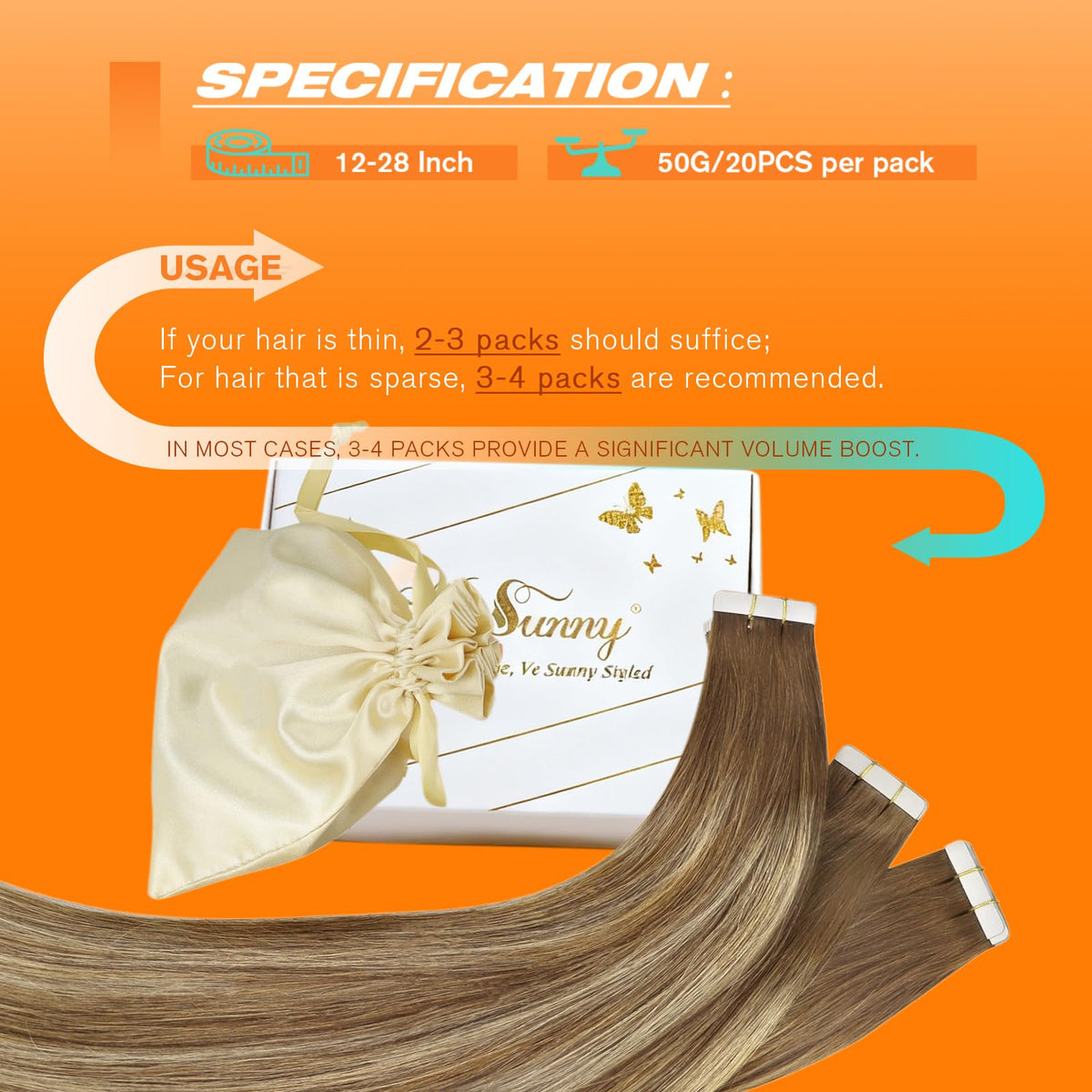 Sunny Hair Blonde Tape in Hair Extensions with replacement tapes