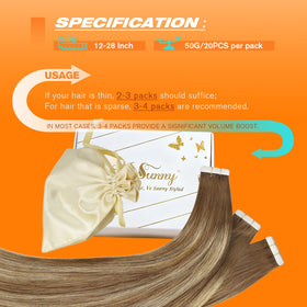 Sunny Hair Blonde Tape in Hair Extensions with replacement tapes