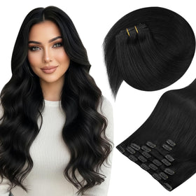 Sunny Hair Clip-in Extensions 20 Inch Natural Black front view