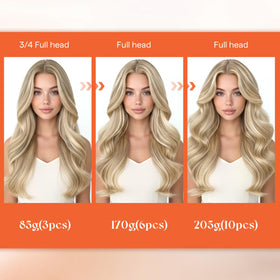 Sunny Hair Clip-in Extensions 22inch blonde highlight laid flat