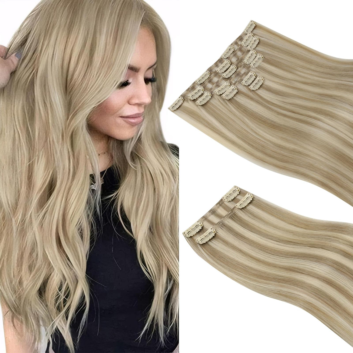 Sunny Hair clip-in extensions 26 inch blonde front view