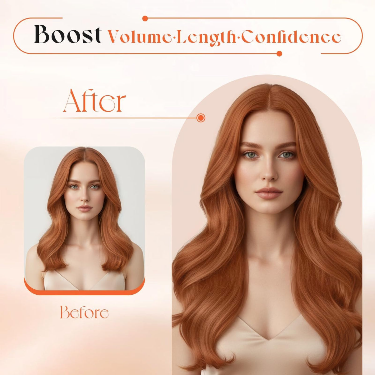 Sunny Hair Clip-in Extensions Copper Orange in different lighting