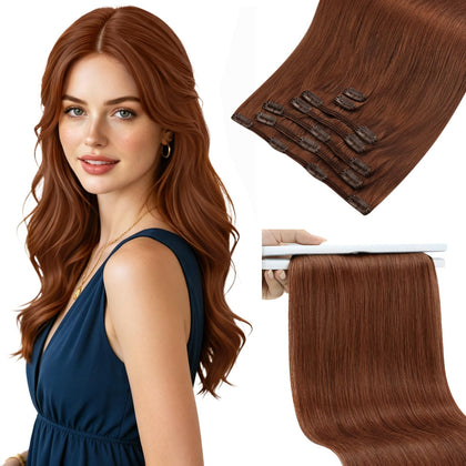 Sunny Hair Clip-in Extensions Copper Red Brown front view