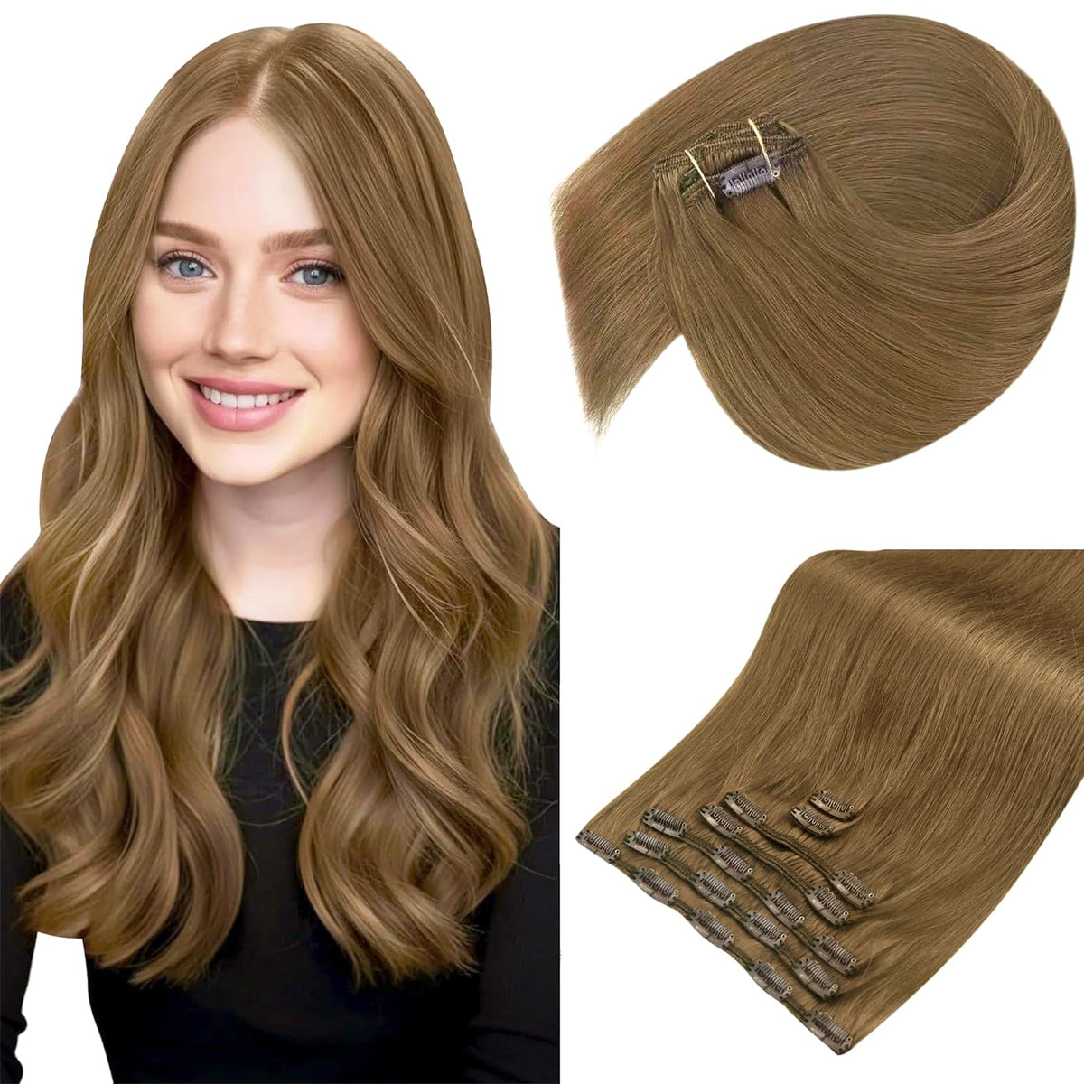 Sunny Hair Clip-in Extensions Light Brown 16 Inch front view