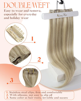 Sunny Hair Clip-in Extensions showing double-weft design