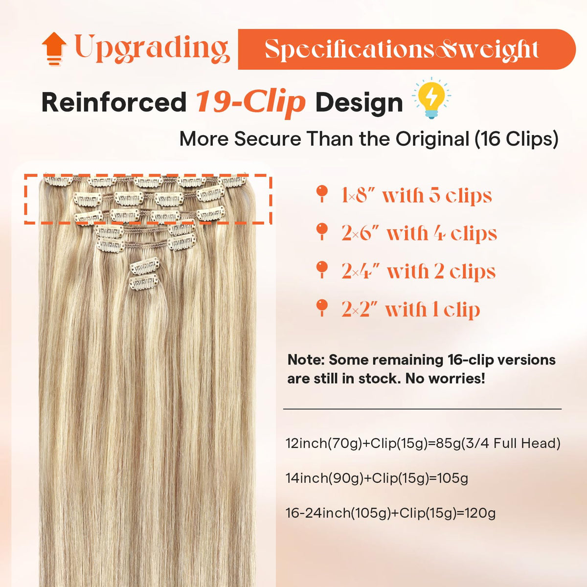 Sunny Hair clip-in extensions showing multiple wefts and clips