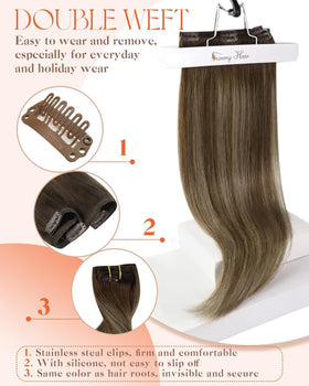 Sunny Hair Clip-in Extensions styled in hair