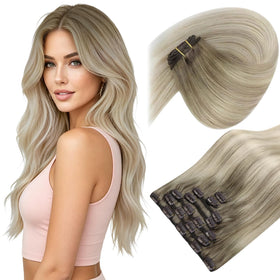 Sunny Hair Clip-in Hair Extensions 14 Inch Blonde Balayage front view
