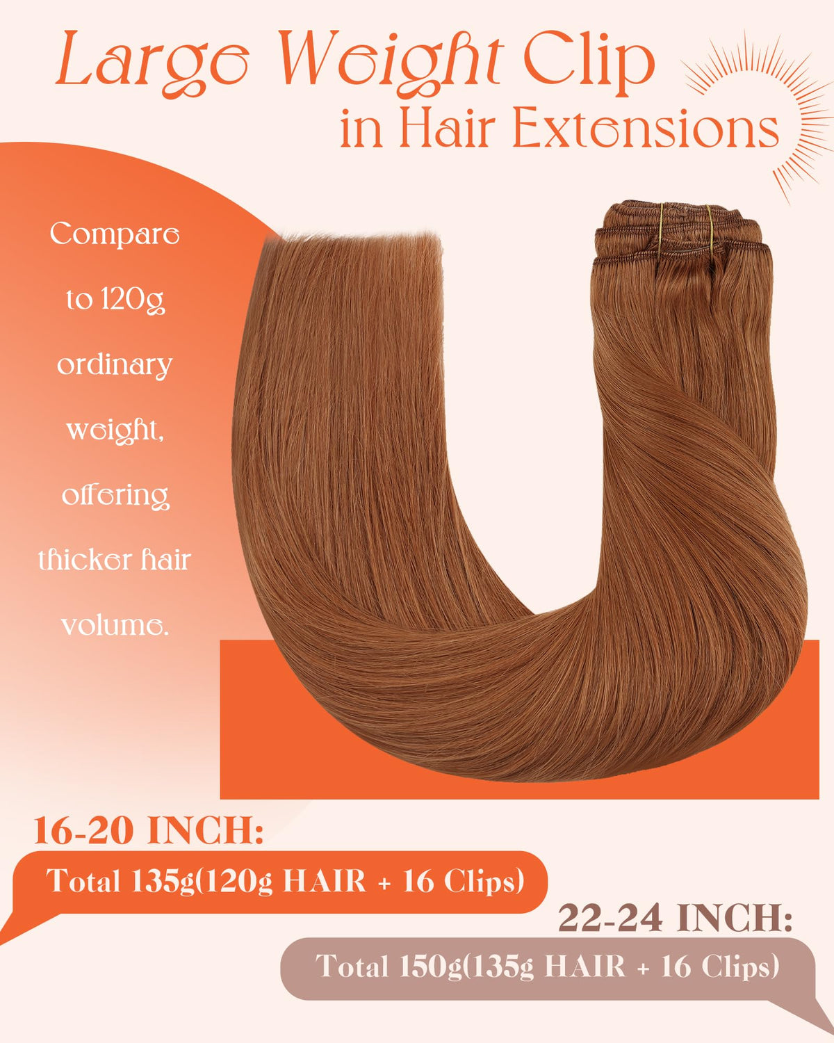 Sunny Hair Clip-in Hair Extensions 150g close-up of clips