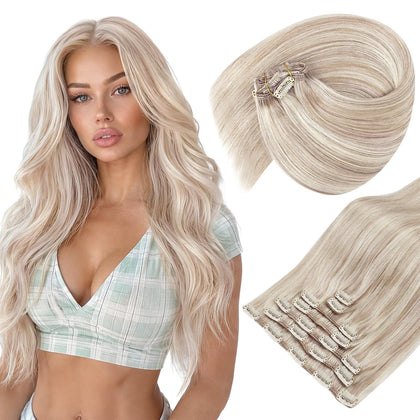 Sunny Hair Clip-in Hair Extensions 18inch blonde highlight front view
