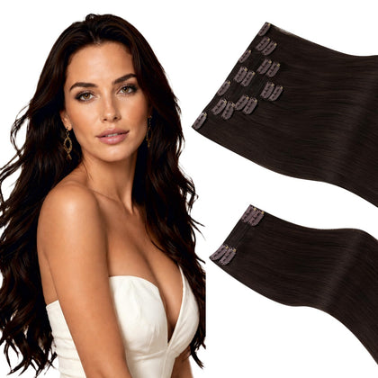 Sunny Hair Clip-in Hair Extensions 18inch dark brown front view