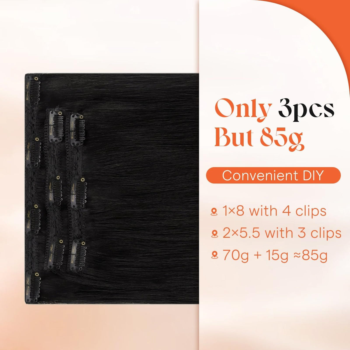 Sunny Hair Clip in Hair Extensions 20 Inch Jet Black lifestyle scene
