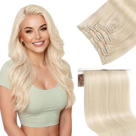 Sunny Hair Clip in Hair Extensions 20 Inch Platinum Blonde front view