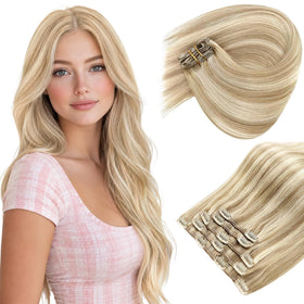 Sunny Hair Clip-in Hair Extensions 7-piece blonde set front view