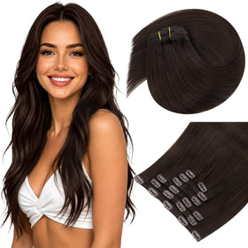 Sunny Hair Clip-in Hair Extensions brown model front view