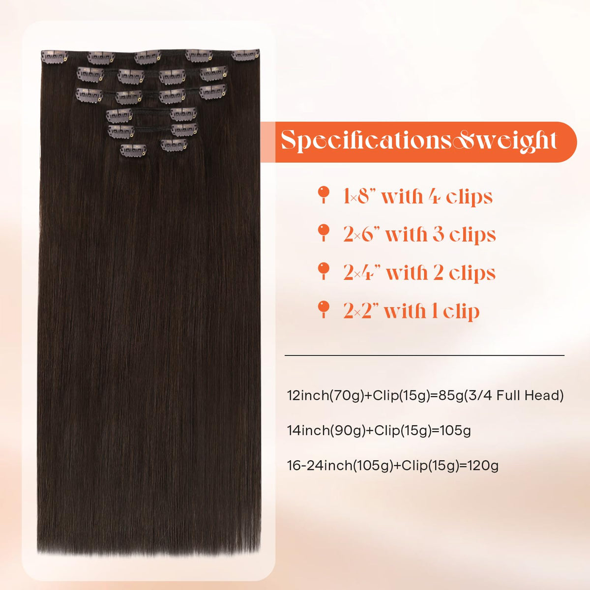 Sunny Hair Clip in Hair Extensions Chocolate Brown packaging