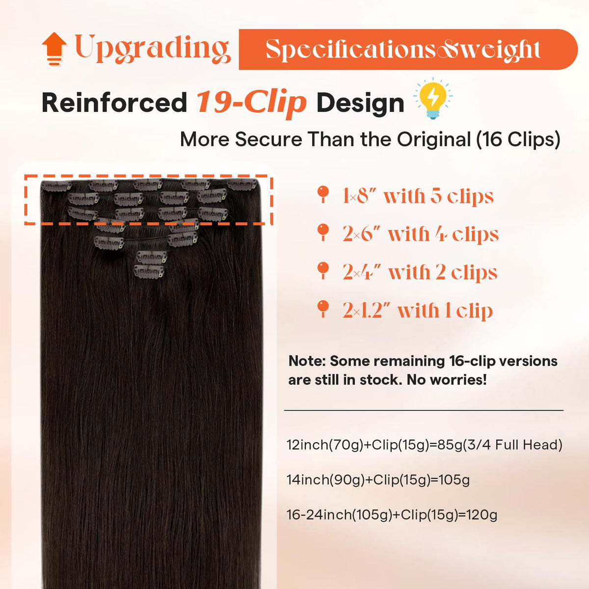 Sunny Hair Clip-in Hair Extensions Dark Brown close-up of clips