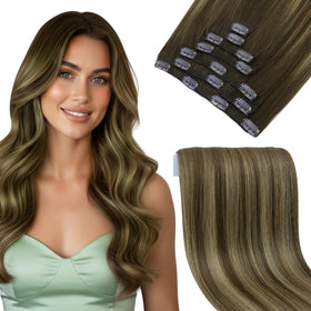 Sunny Hair Clip-in Hair Extensions front view with natural brown colour