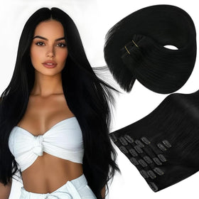 Sunny Hair Clip in Hair Extensions Jet Black front view