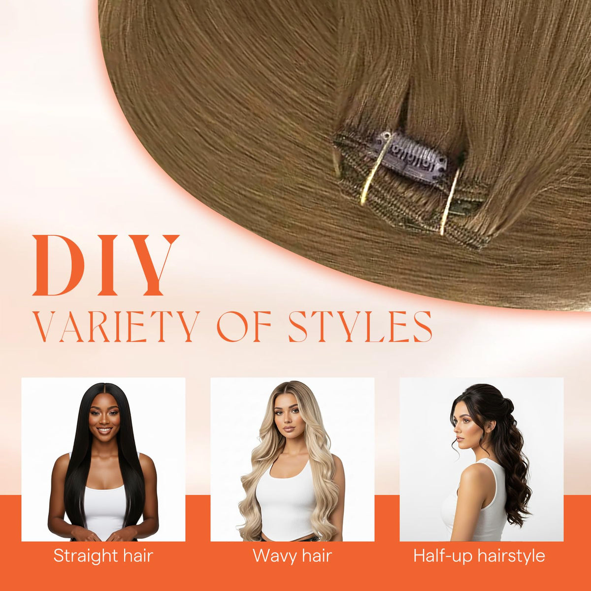 Sunny Hair Clip in Hair Extensions laid flat for display