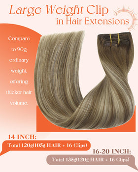Sunny Hair Clip-in Hair Extensions Light Brown Ombre close-up of clips