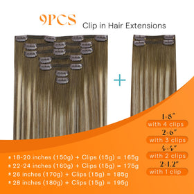 Sunny Hair Clip-in Hair Extensions Ombre 18 Inch back view