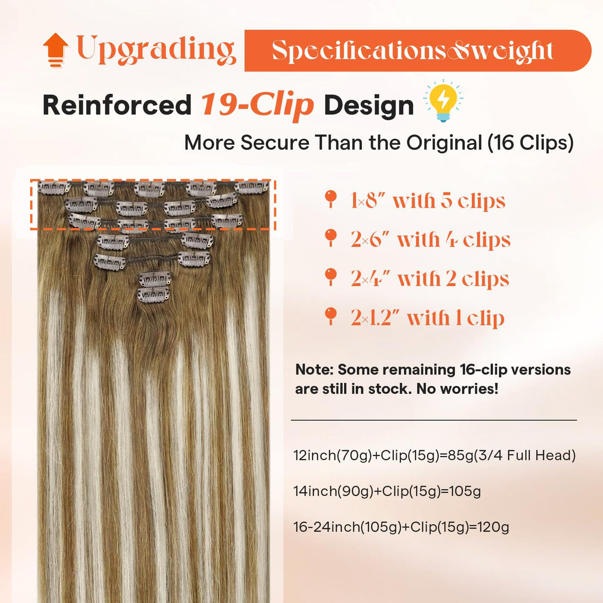 Sunny Hair extensions packaging with 7 pieces displayed