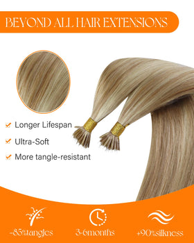 Sunny Hair extensions styled in a high ponytail