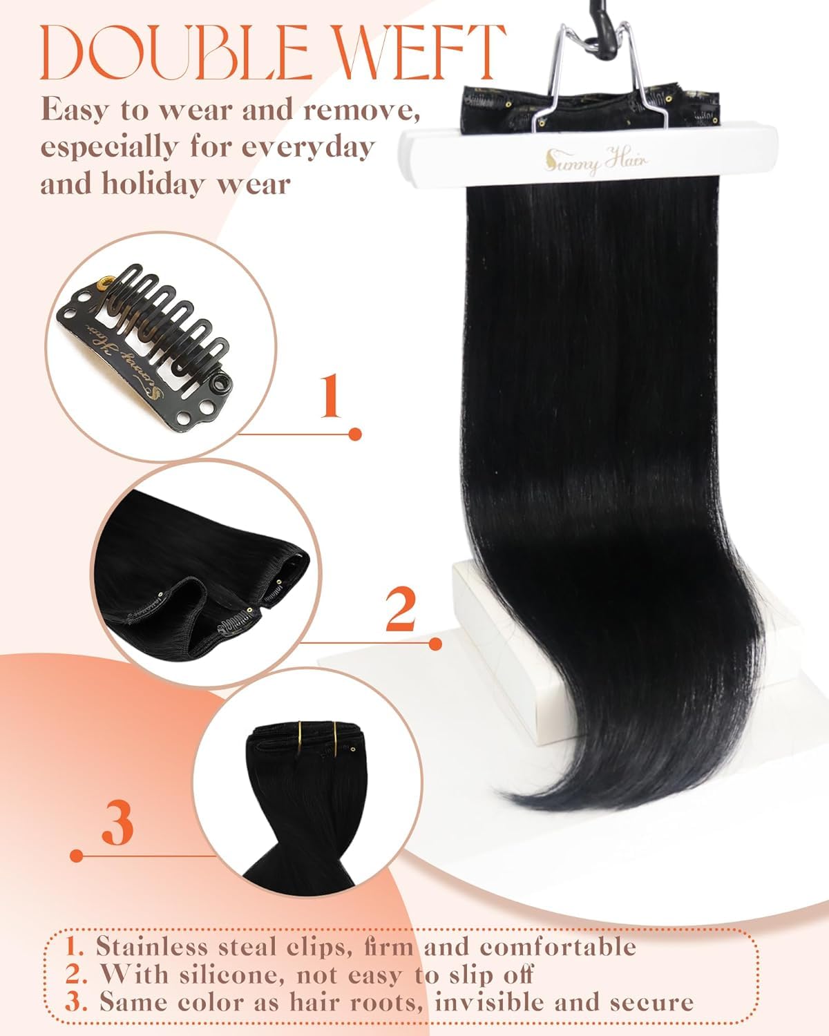 Sunny Hair extensions with care instructions and colour guide