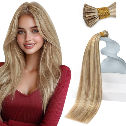 Sunny Hair I Tips Hair Extensions 16 Inch Brown Mix Blonde front view