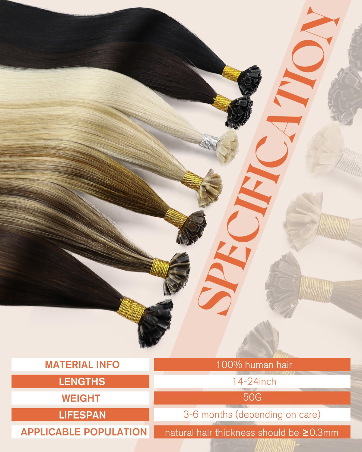 Sunny Hair K Tip extensions displayed on a mannequin