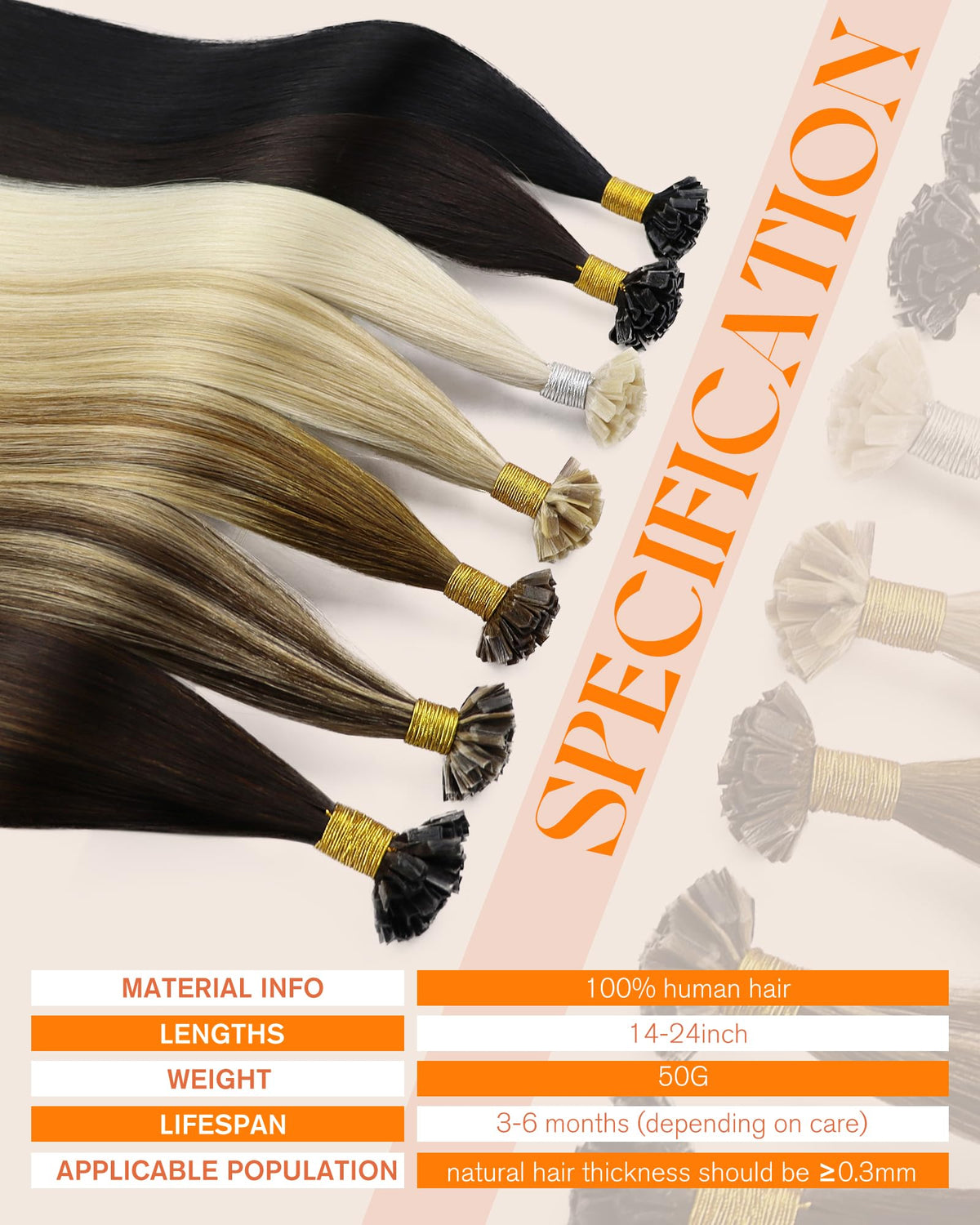Sunny Hair K Tip Hair Extensions 20 Inch back view