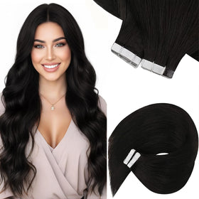 Sunny Hair Natural Black Tape in Hair Extensions front view