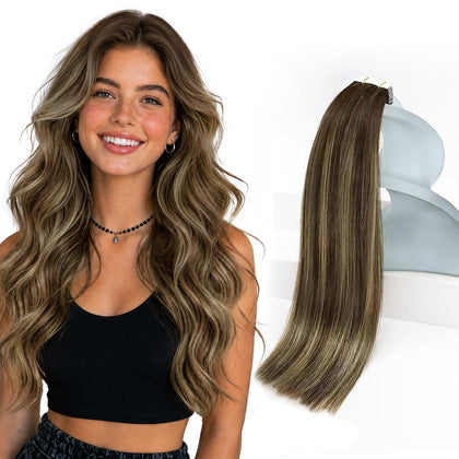 Sunny Hair Ombre Brown Tape in Hair Extensions front view