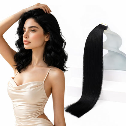 Sunny Hair Tape in Extensions black human hair front view