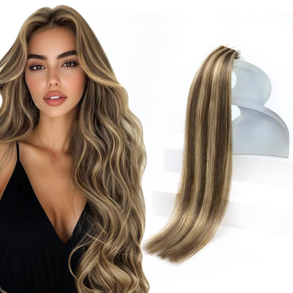 Sunny Hair Tape in Hair Extensions 18 Inch Brown front view
