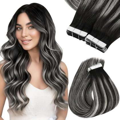 Sunny Hair Tape in Hair Extensions 22 Inch Long Black front view